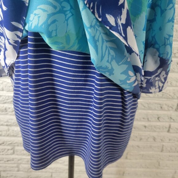 Ruby Rd Women Top XL Kimono Sleeve with Tank Blue Floral Lined FLO215E - Picture 5 of 8